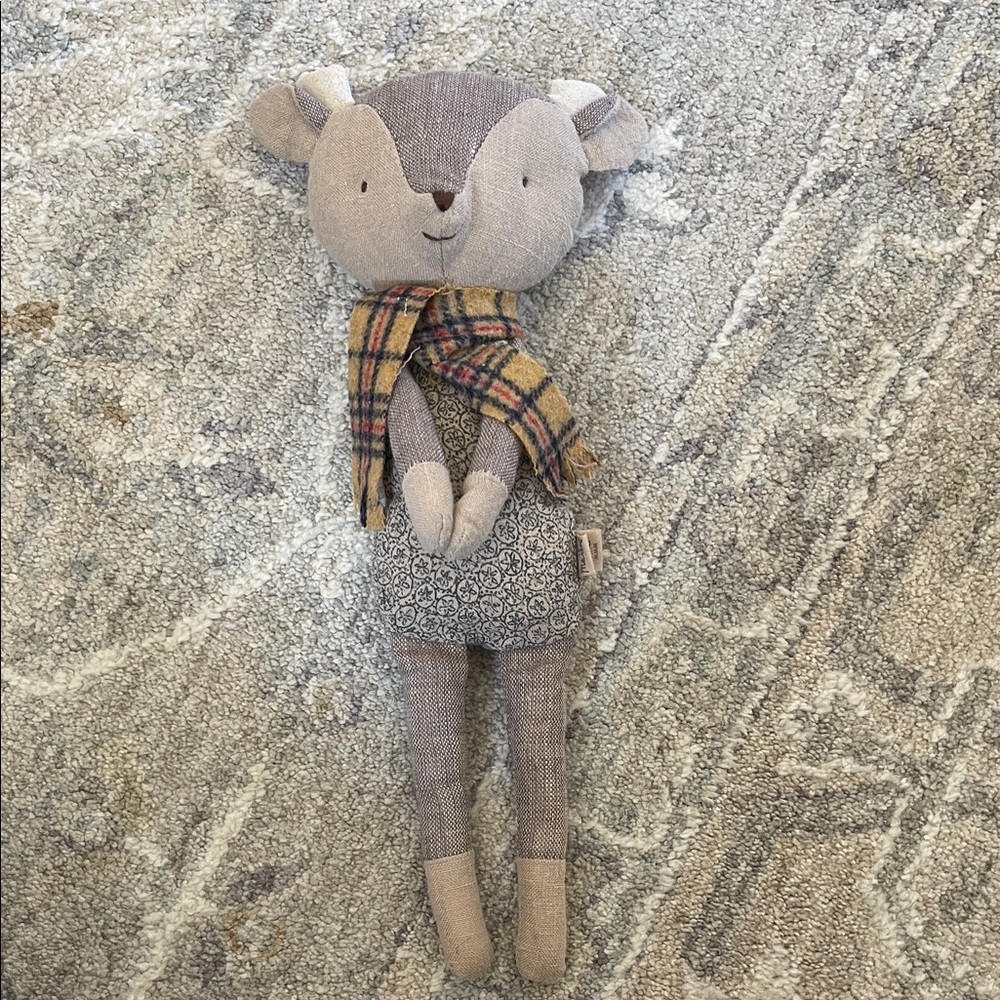 Maileg Deer Doll with plaid scarf